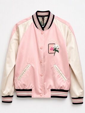 Coach Rare Pink Satin Varsity Bomber Jacket | Y2K Coquette Luxury Streetwear